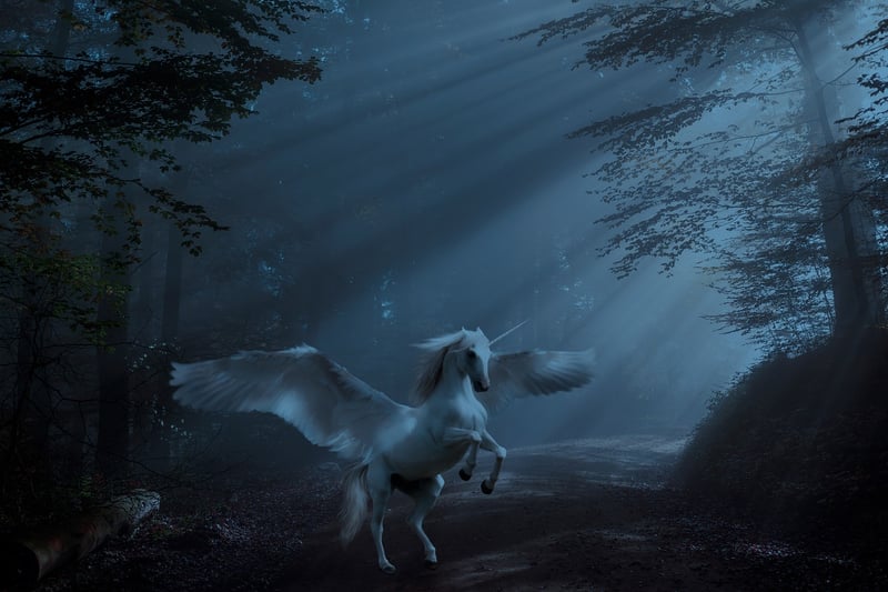Unicorn in a magical forest